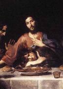 VALENTIN DE BOULOGNE St John and Jesus at the Last Supper oil